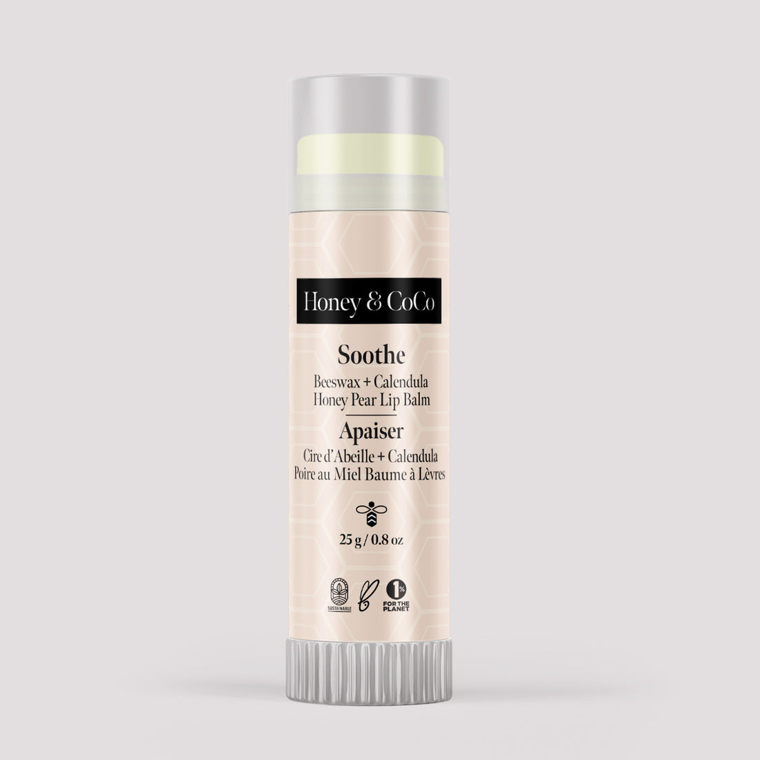 Soothe: Lip Balm tube. Naturally hydrating with Beeswax and Calendula Honey Pear by Honey & CoCo.