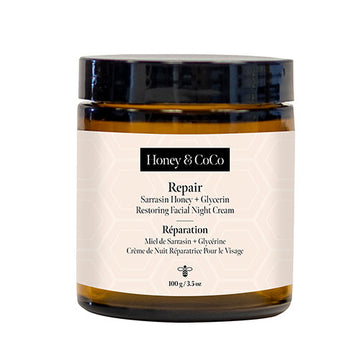 Repair: Night Cream jar with cruelty-free Sarrasin Honey and Glycerin by Honey & CoCo.